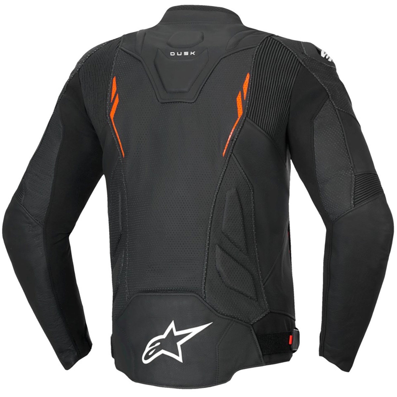 Alpinestars Dusk Airflow кожено мотоциклетно яке черно-червено флуор