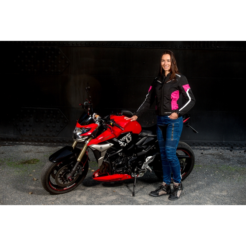Dámská bunda na motorku Street Racer Betty černo-bílo-růžová výprodej