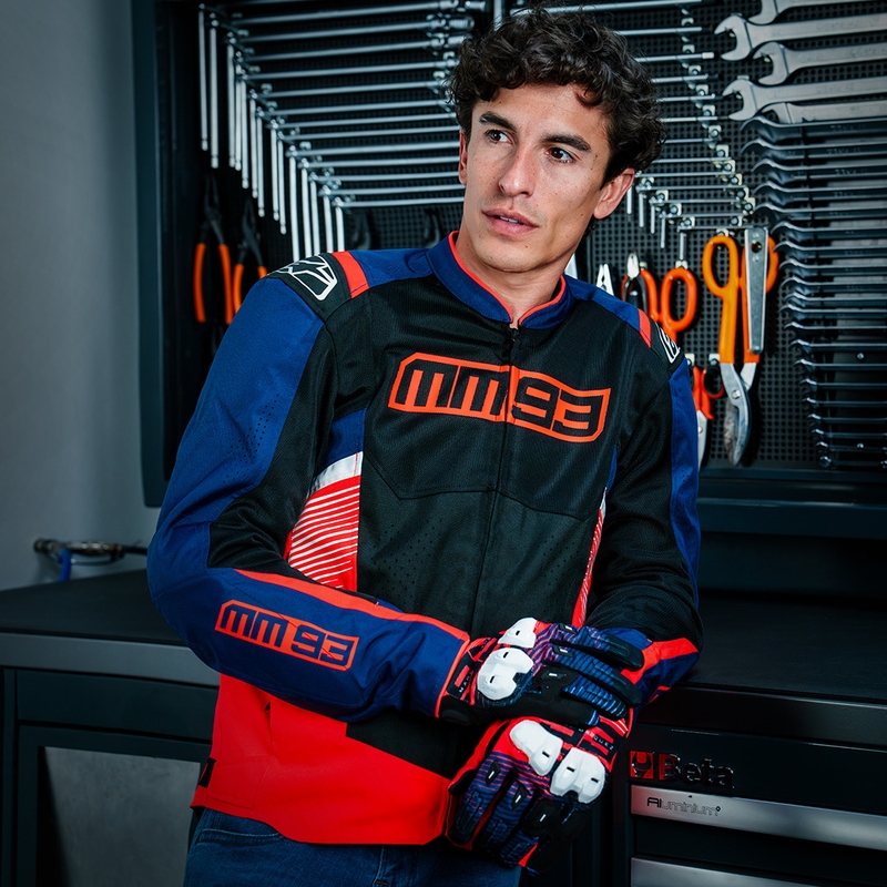 Мотоциклетно яке Alpinestars T-SPS Air V2 MM93, колекция fluo, червено-синьо-черно-бяло