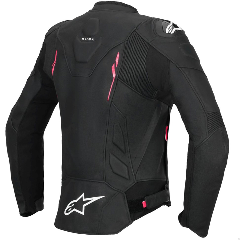 Дамско кожено моторно яке Alpinestars Stella Dusk черно-розово-бяло