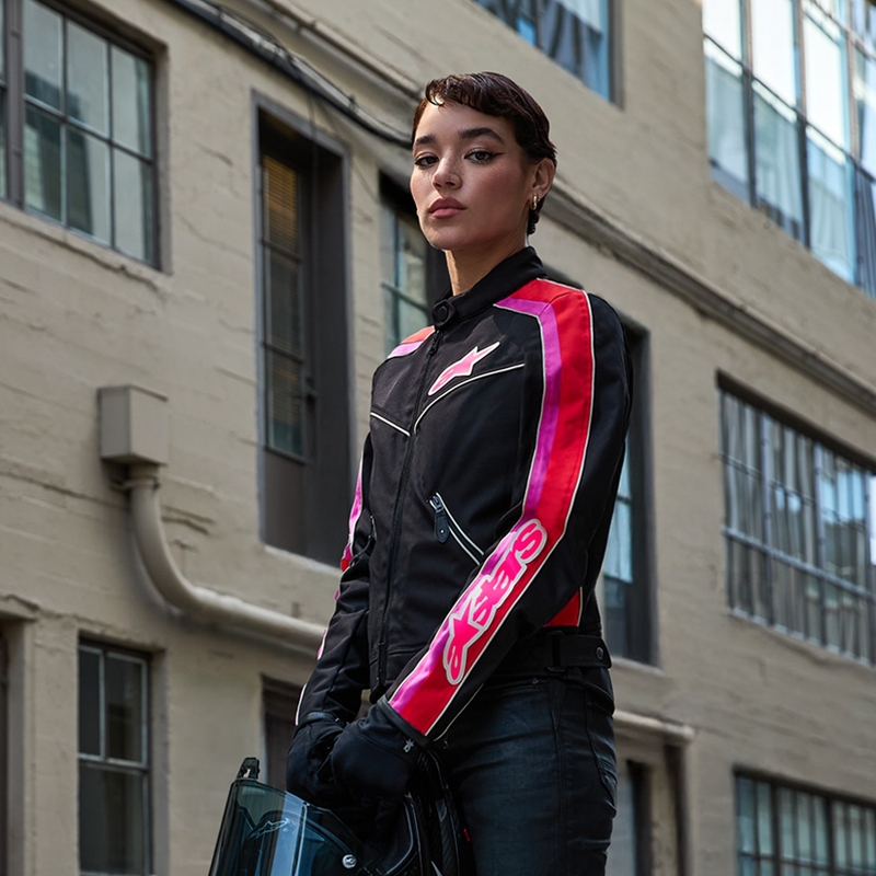 Alpinestars Stella T-Dyno водоустойчиво дамско мотоциклетно яке черно-червено-розово
