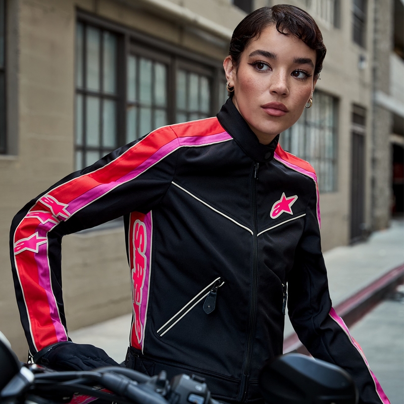 Alpinestars Stella T-Dyno водоустойчиво дамско мотоциклетно яке черно-червено-розово