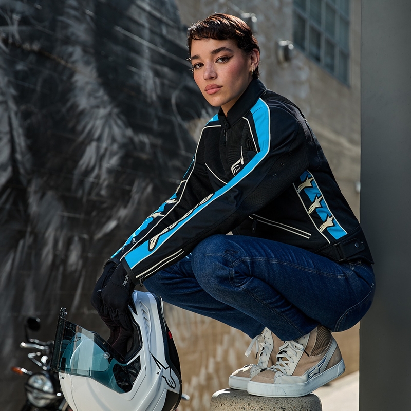 Дамско моторно яке Alpinestars STELLA T-DYNO AIR черно-светло синьо-бежово