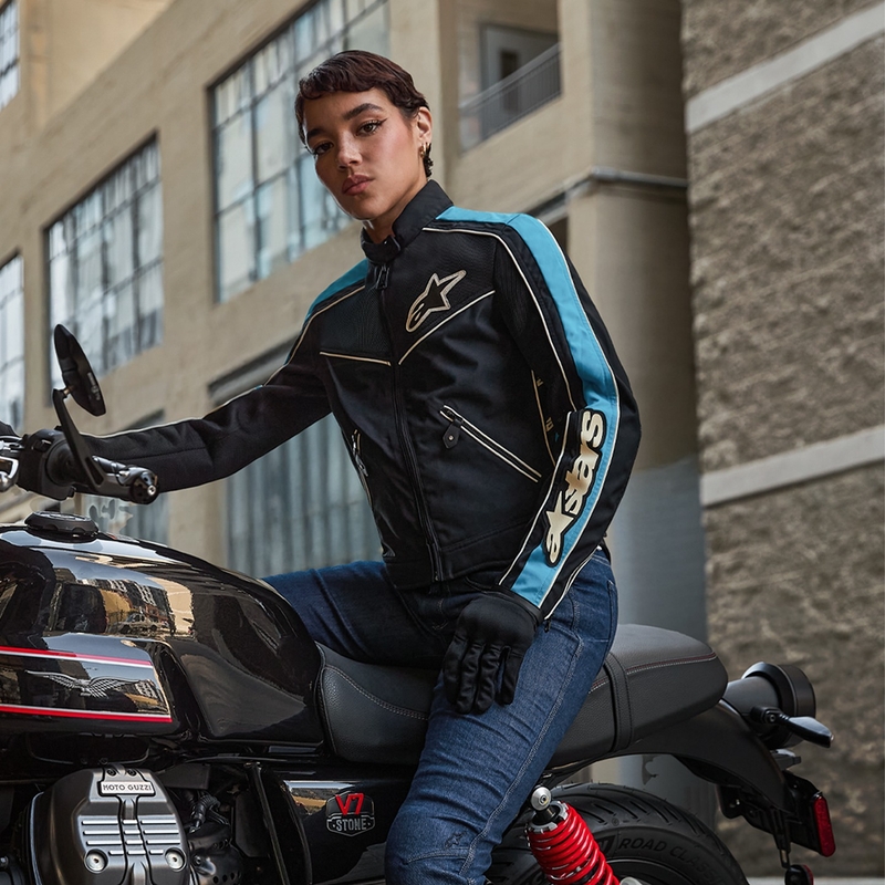 Дамско моторно яке Alpinestars STELLA T-DYNO AIR черно-светло синьо-бежово