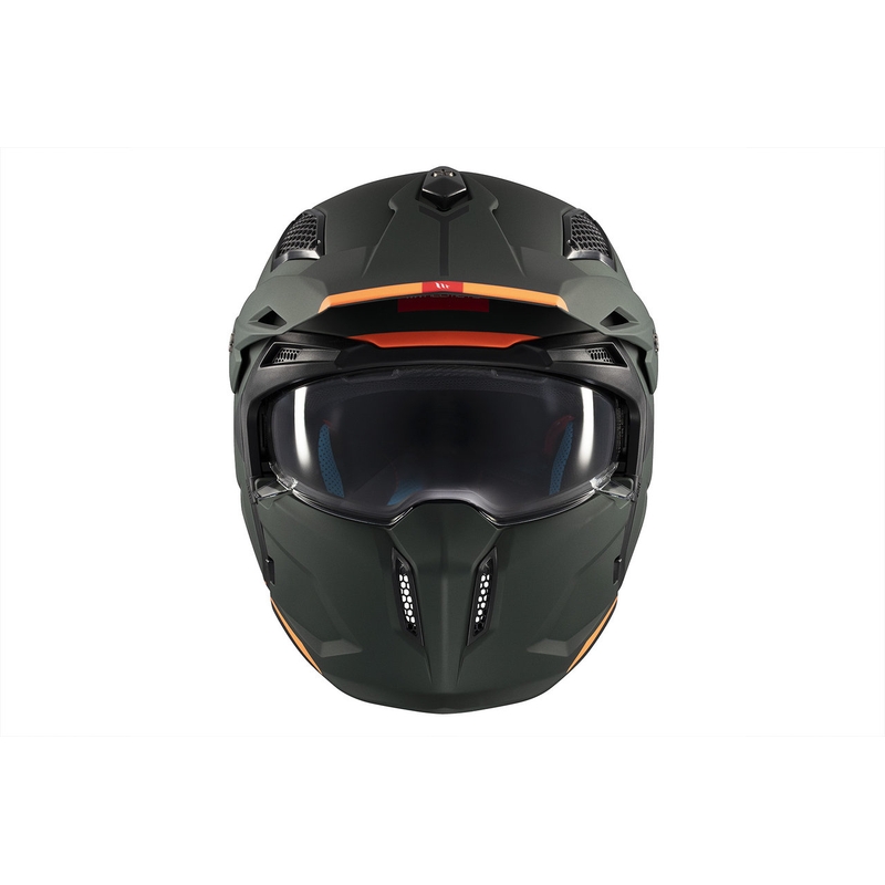 Отворен лицев шлем с маска MT Streetfighter SV S Solid A6 матово зелен с иридиев визьор