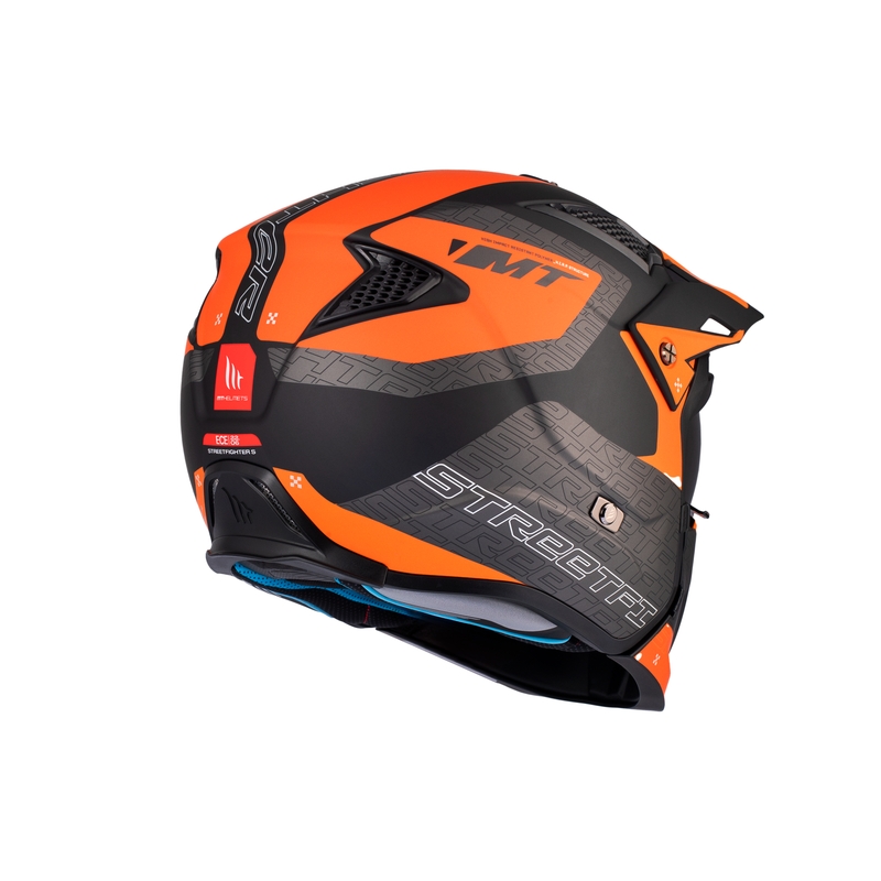 Отворен лицев шлем с маска MT Streetfighter SV Totem B4 черно-сиво-оранжев с иридиев визьор