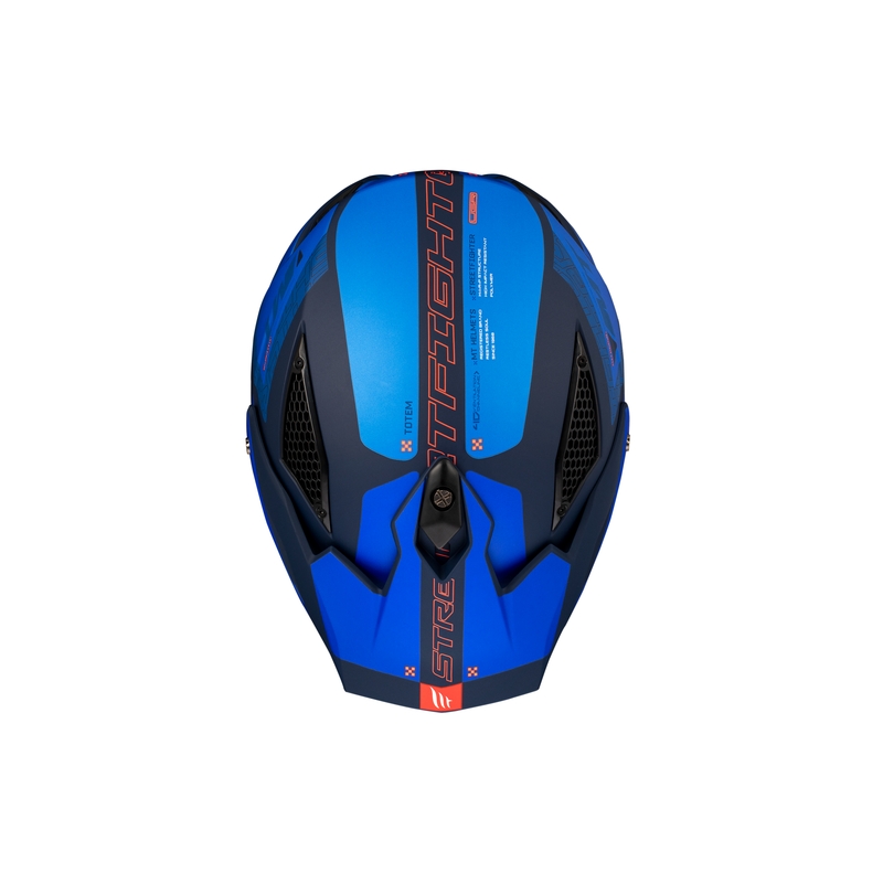 Отворен лицев шлем с маска MT Streetfighter SV Totem C17 бяло-син с иридиев визьор