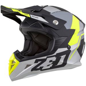 Каска за мотокрос ZED X1.9 Tendo матово черно-тъмно сиво-светло сиво-флуо жълто