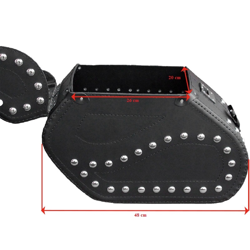 Кожени мотоциклетни чанти RSA S221 с ключалка и нитове черни