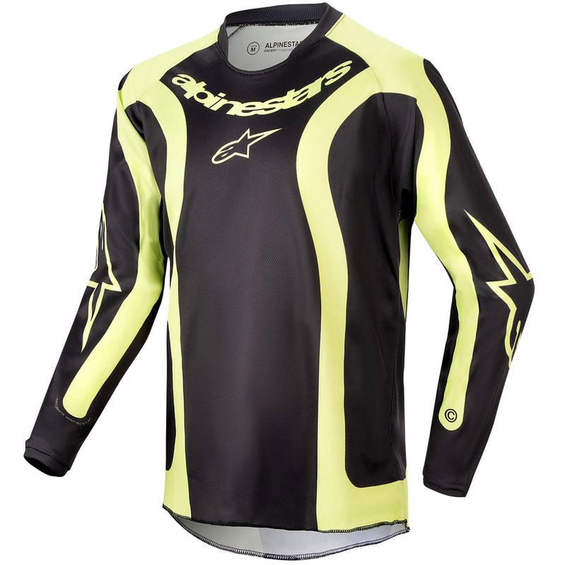 Детска фланелка за мотокрос Alpinestars Racer Lurv Black-Fluo Yellow