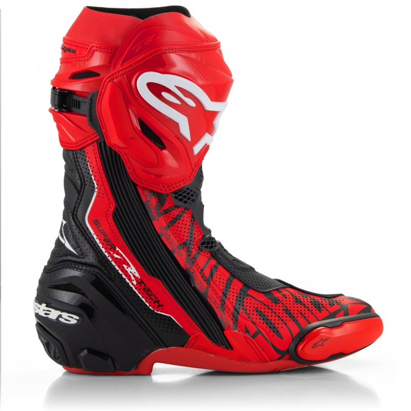 Alpinestars Supertech R Вентилирани мотоциклетни ботуши лимитирана серия Francesco Bagnaia червено-черно