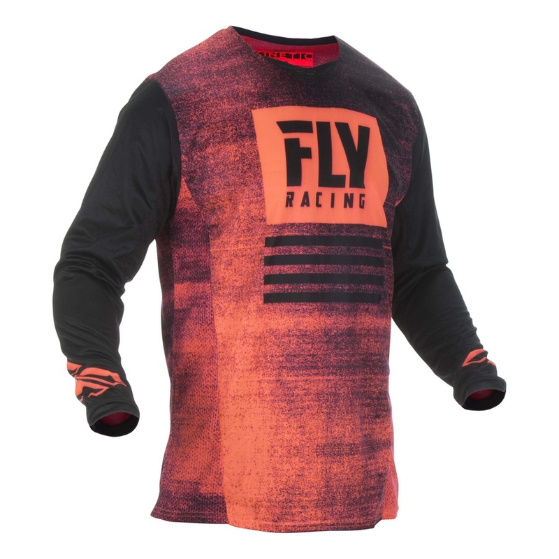 Motokrosový dres FLY Racing Kinetic NOIZ 2019 - USA černo-fluo červený výprodej
