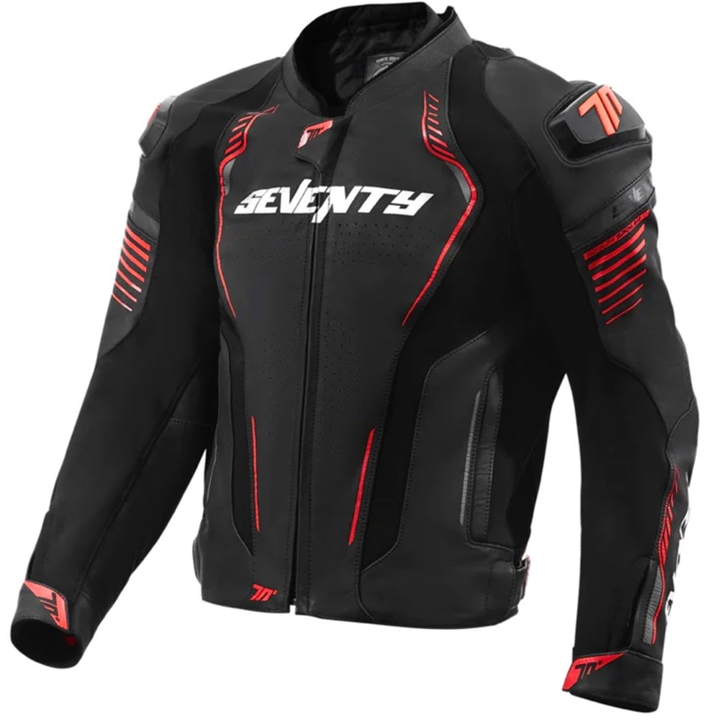 Кожено мотоциклетно яке Seventy Degrees SD-JL24 Spoiler черно-червено