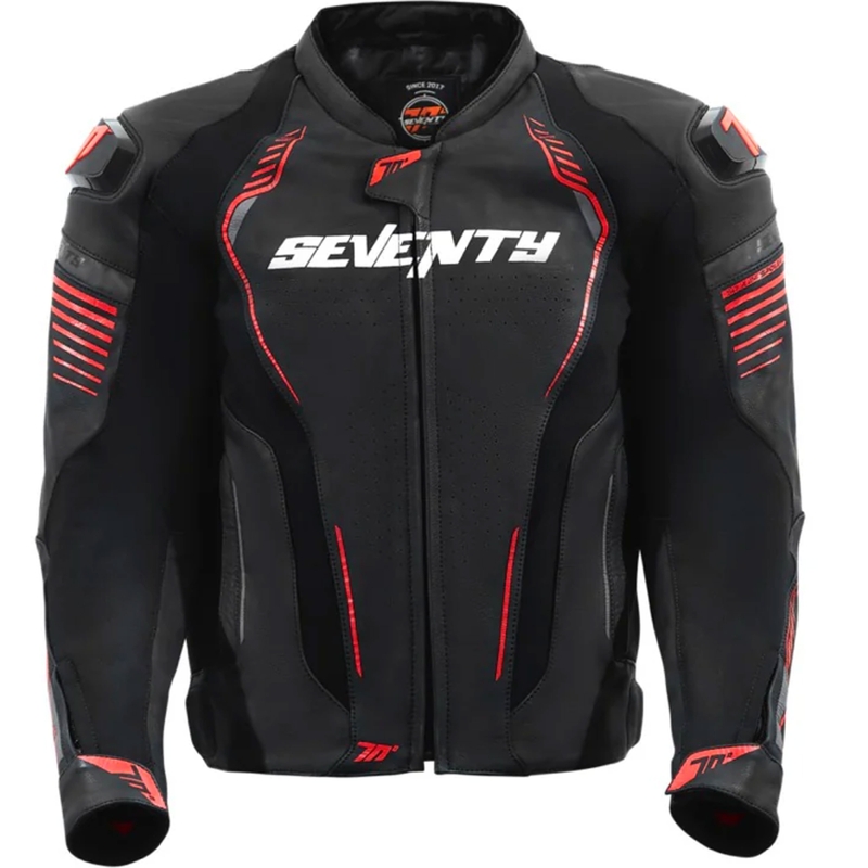 Кожено мотоциклетно яке Seventy Degrees SD-JL24 Spoiler черно-червено