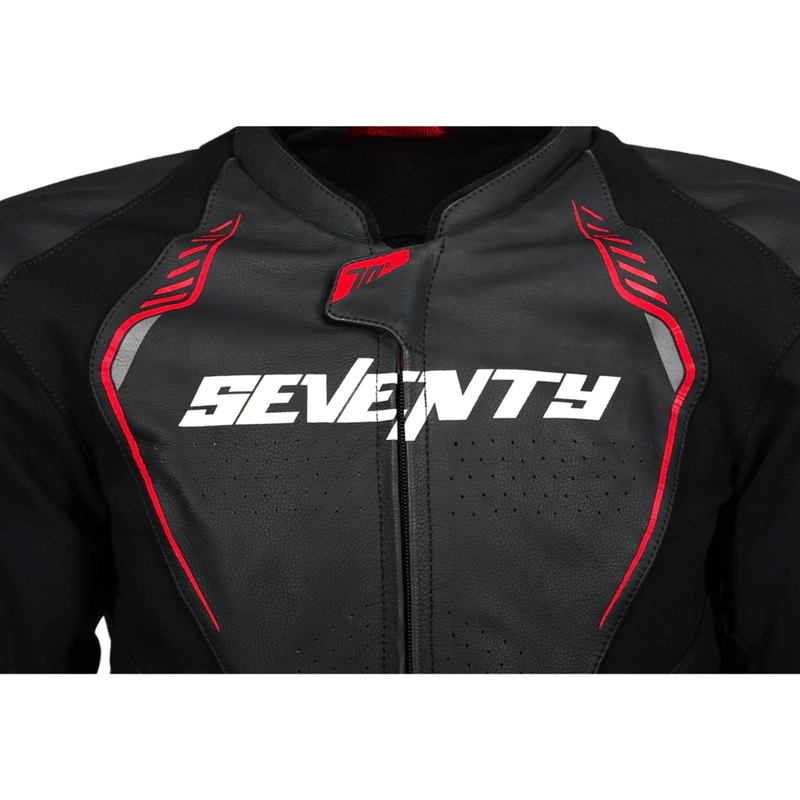 Кожено мотоциклетно яке Seventy Degrees SD-JL24 Spoiler черно-червено