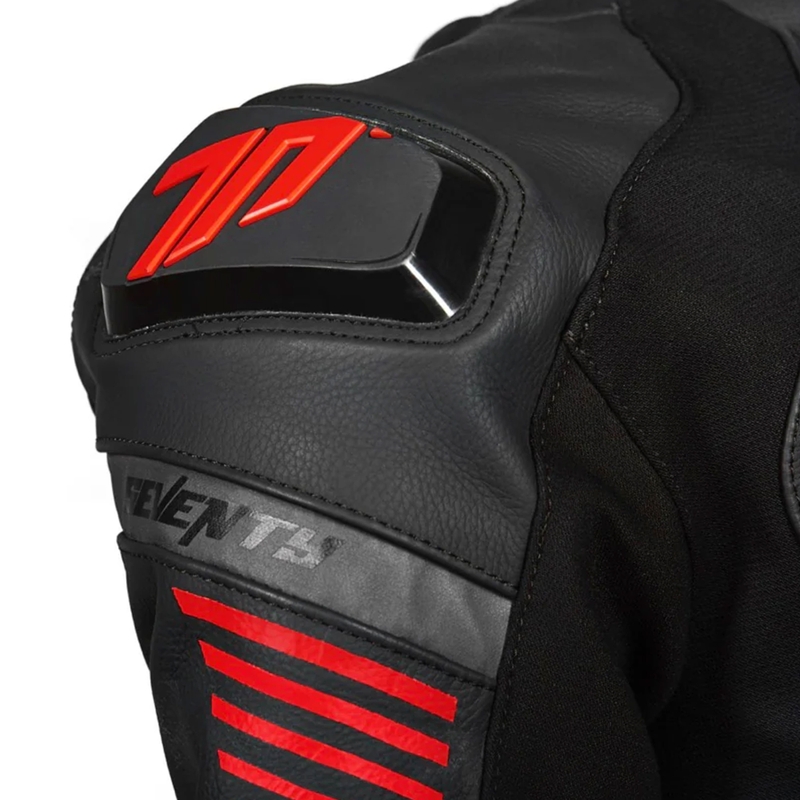 Кожено мотоциклетно яке Seventy Degrees SD-JL24 Spoiler черно-червено