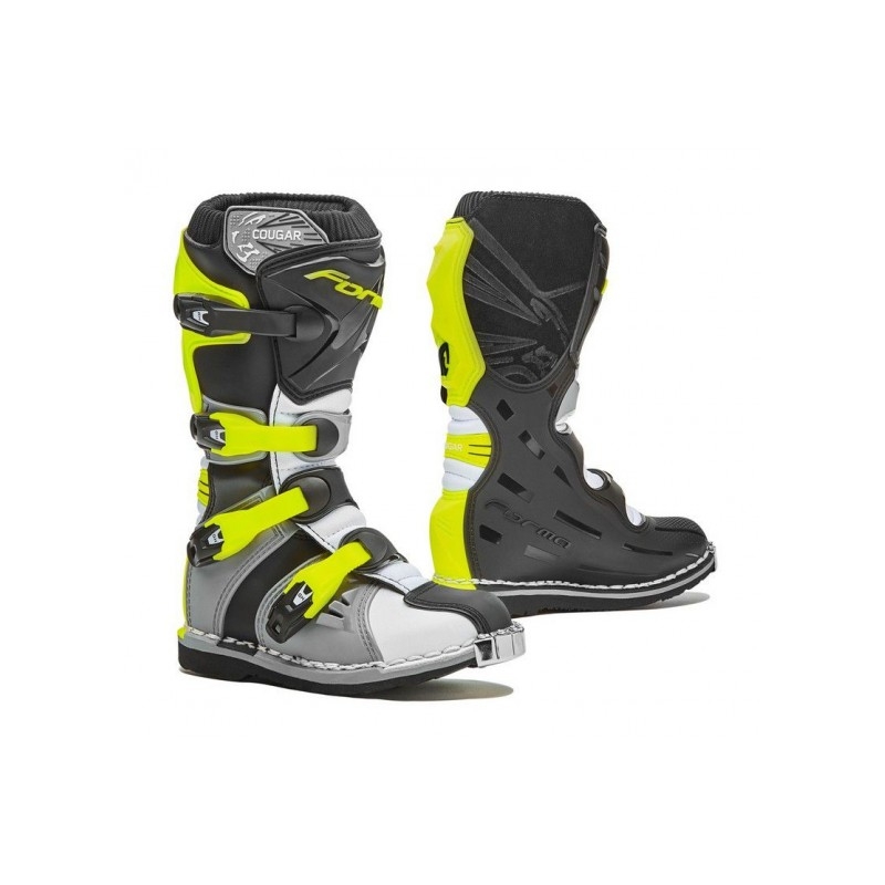 Dětské boty na motorku Forma Cougar šedo-bílo-fluo žluté výprodej