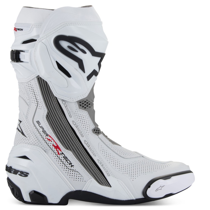 Мотоциклетни ботуши Alpinestars Supertech R Vented, бяло-светлосиво-черно