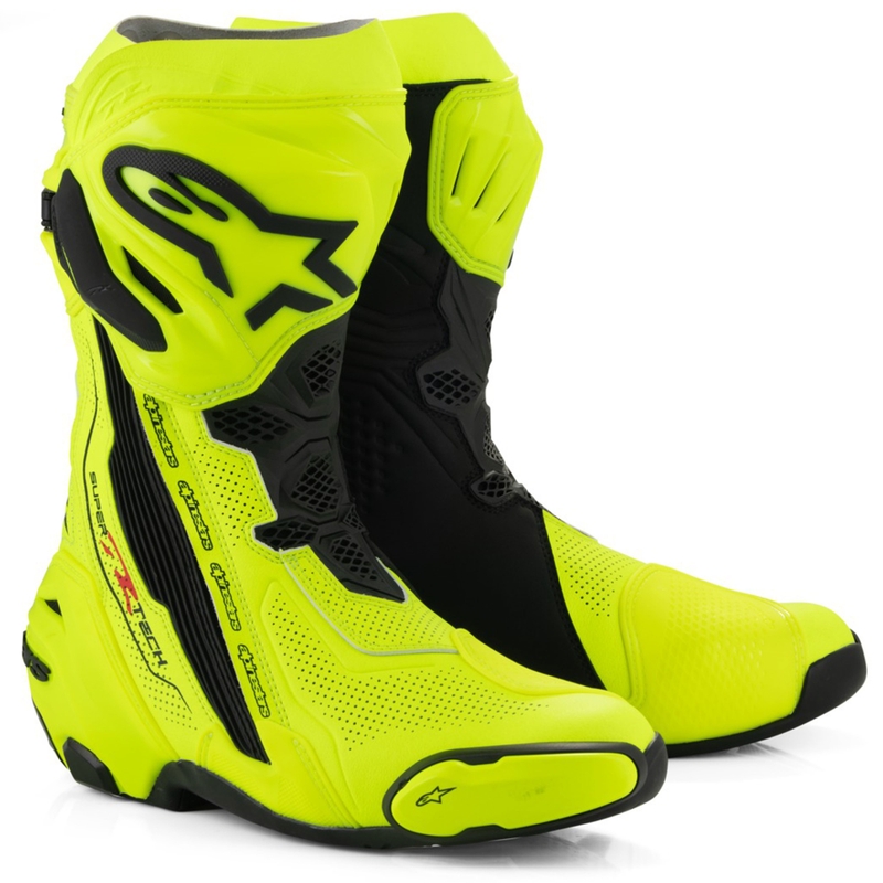 Мотоциклетни ботуши Alpinestars Supertech R Vented, флуоресцентно жълто-черни