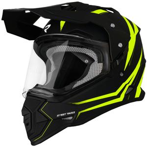 Мотоциклетна каска Enduro Street Racer Ignite матово черно - флуорово жълто - II. качество