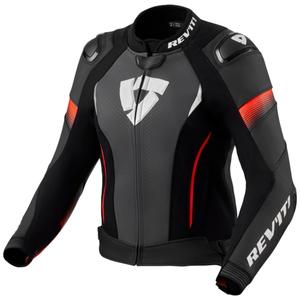 Дамско кожено мотоциклетно яке Revit Xena 4 Pro Black-Fluo Red