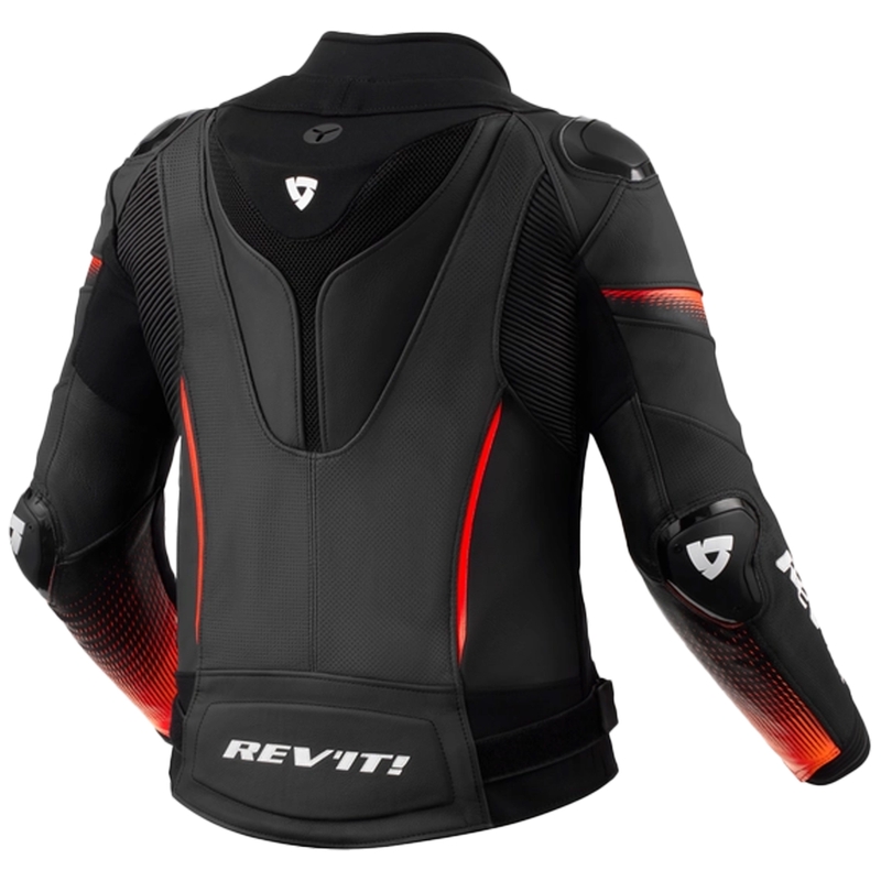 Дамско кожено мотоциклетно яке Revit Xena 4 Pro Black-Fluo Red