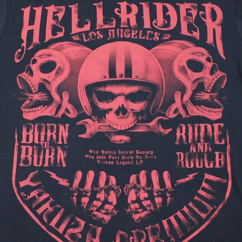 Тениска Yakuza Premium Hell Rider - Born to Burn, тъмносиня
