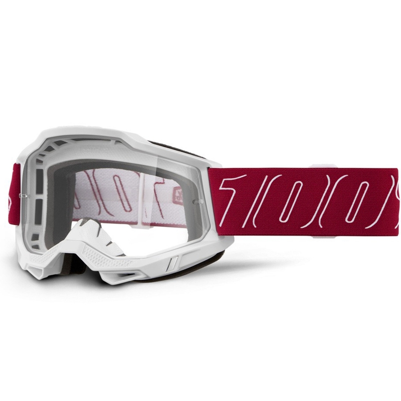 100% Accuri 2 Redline мотокрос очила с прозрачен плексиглас