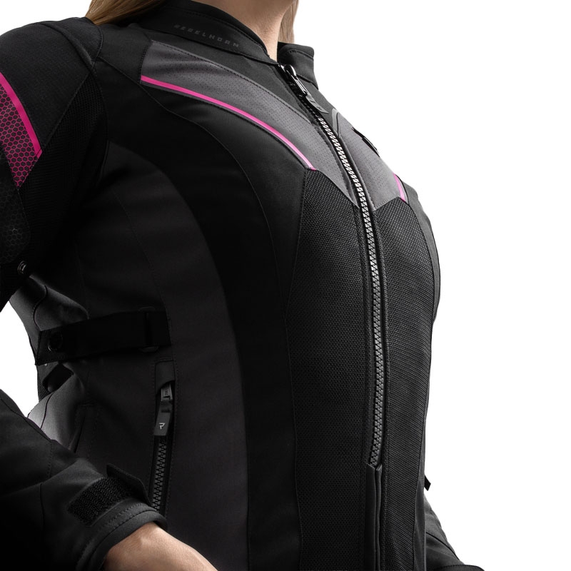 Мотоциклетно яке Rebelhorn Hiflow V Black-Grey-Pink за жени