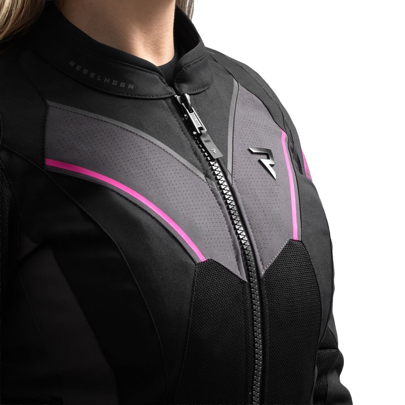 Мотоциклетно яке Rebelhorn Hiflow V Black-Grey-Pink за жени