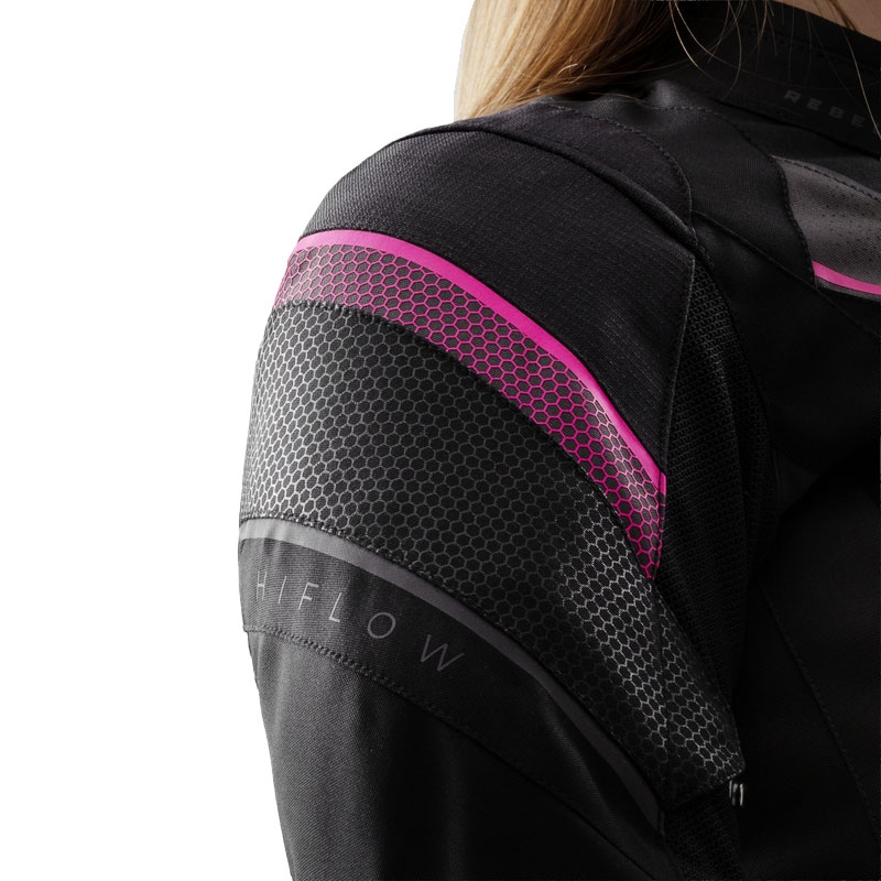 Мотоциклетно яке Rebelhorn Hiflow V Black-Grey-Pink за жени