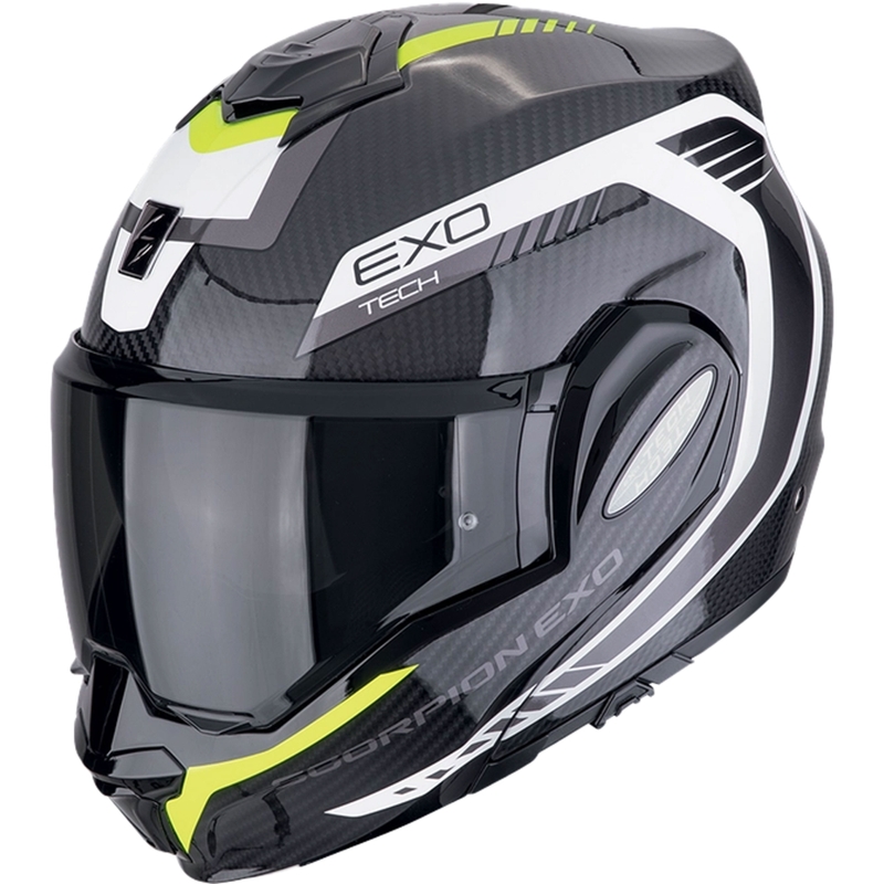Scorpion EXO-TECH EVO CARBON COSY Мото каска с отваряща се дръжка, черно-флуоресцентно жълто