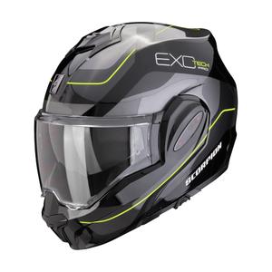 Scorpion EXO-TECH EVO PRO COMMUTA Мото каска с отваряща се конструкция черно-сребристо-жълто - II. качество