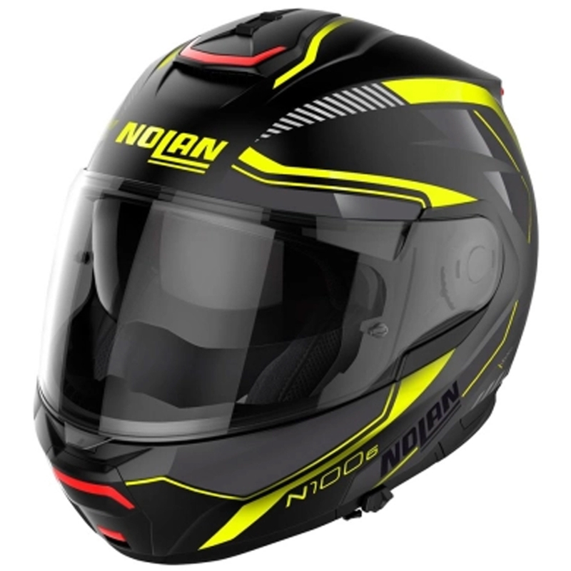 Nolan N100-6 Surveryor N-COM 22 черно-жълта обръщаща се мотоциклетна каска