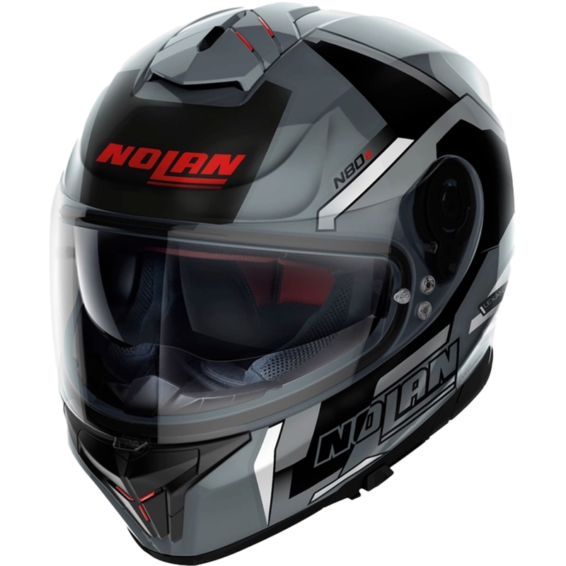 Nolan N80-8 Wanted N-com каска за мотоциклет с пълно лице, лъскава, черно-сива