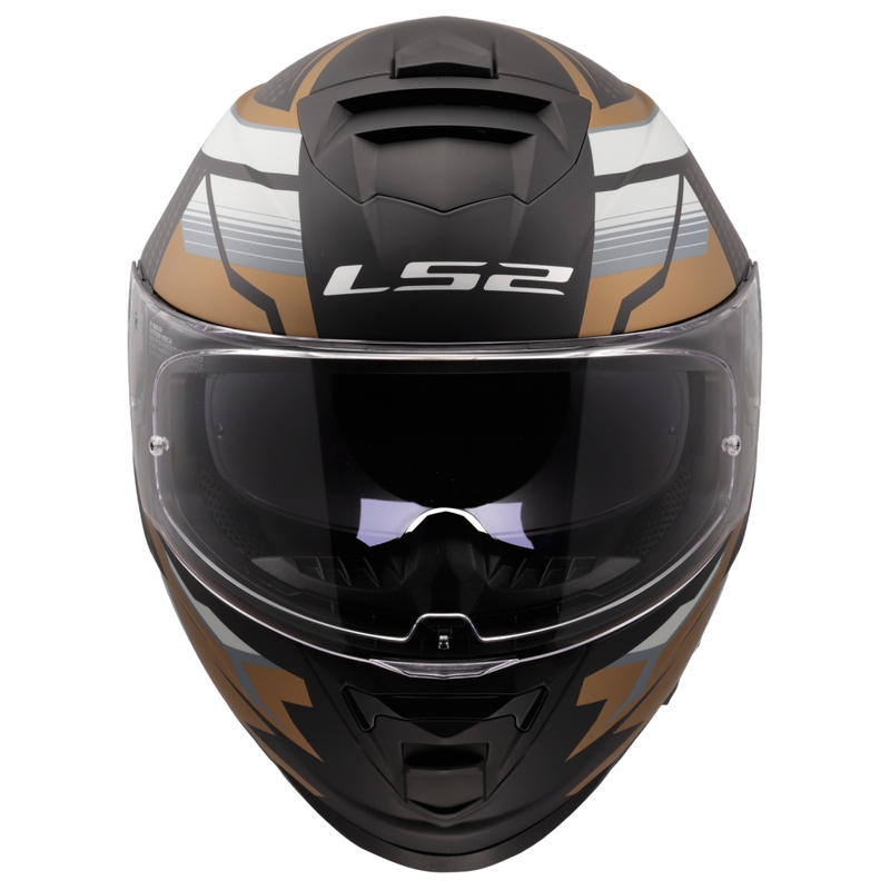 LS2 FF800 Storm II Tracker каска за мотоциклет с пълно лице, черно-златна