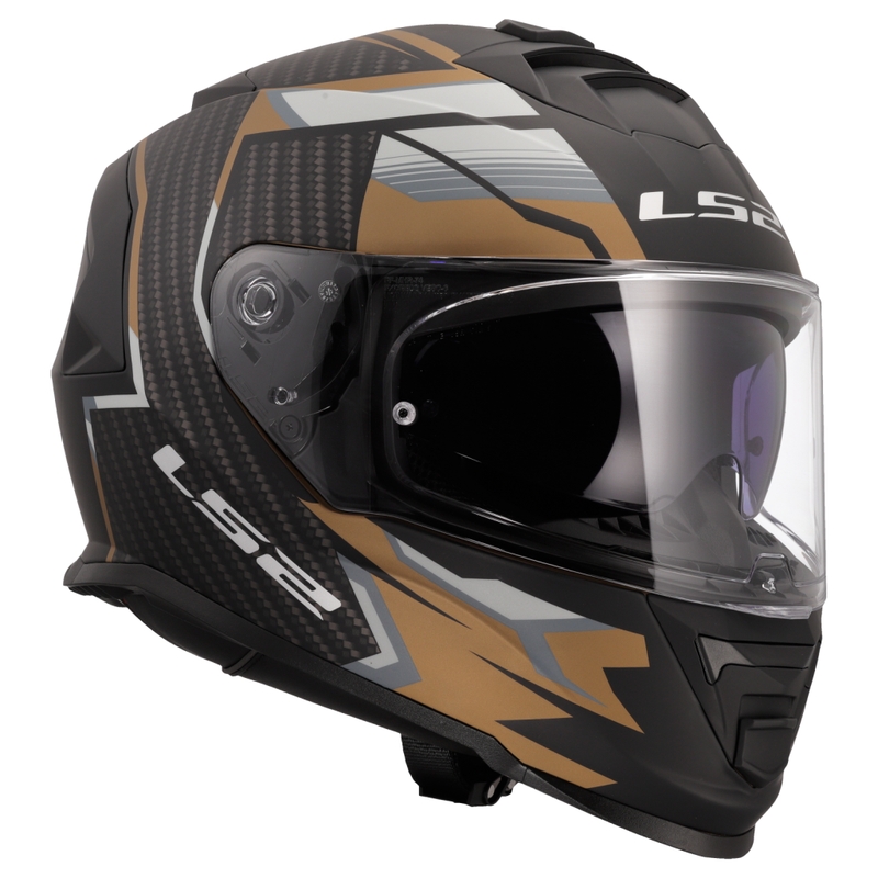LS2 FF800 Storm II Tracker каска за мотоциклет с пълно лице, черно-златна