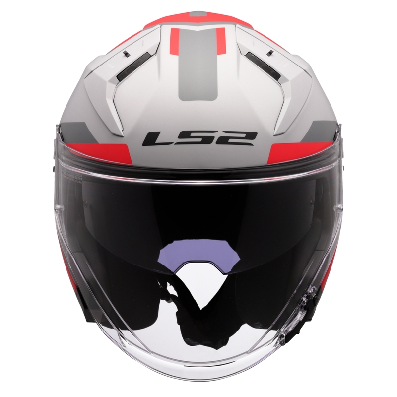 Отворена мотоциклетна каска LS2 OF603 Infinity II Focus сиво-червена