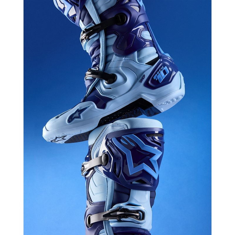 Мотоциклетни ботуши Alpinestars Tech 10 Limited Edition Steelers, синьо-светло сини