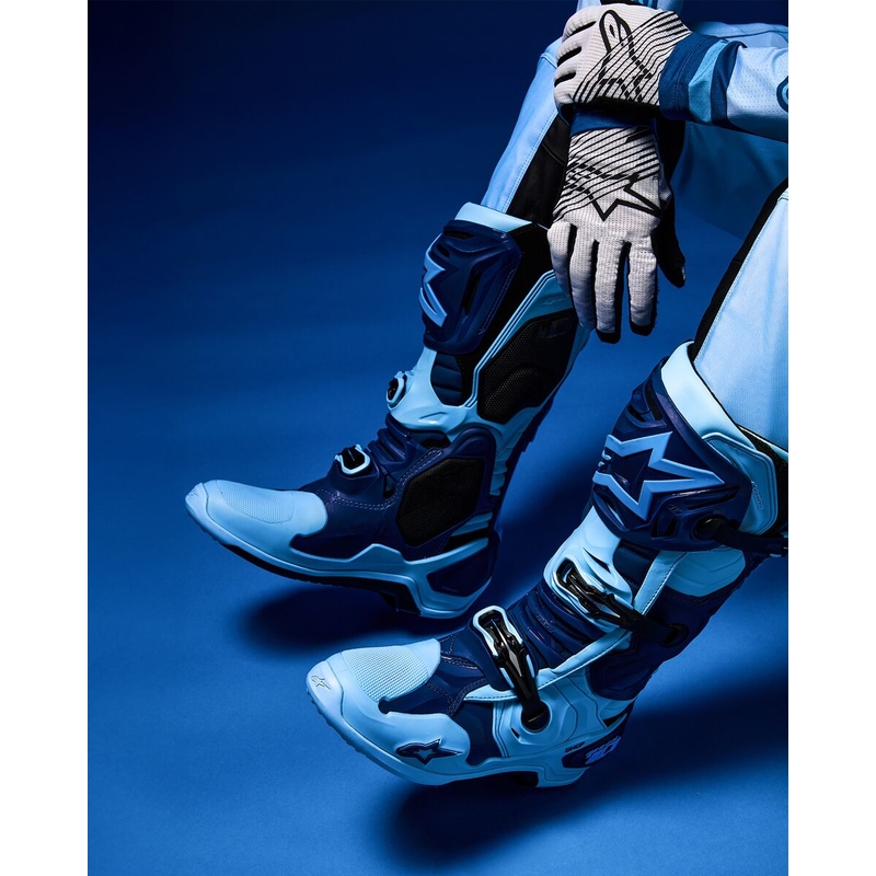 Мотоциклетни ботуши Alpinestars Tech 10 Limited Edition Steelers, синьо-светло сини
