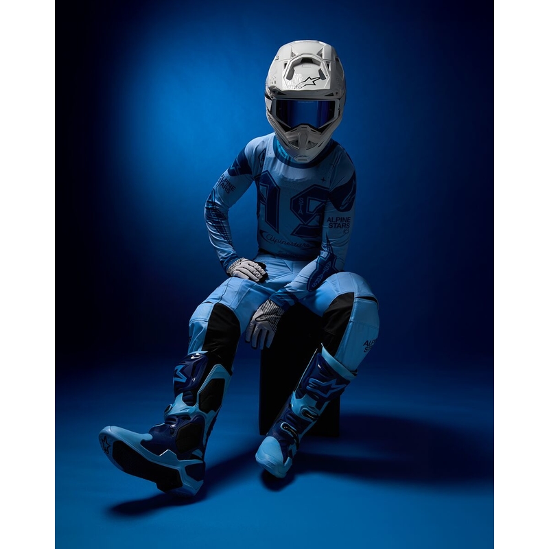 Мотоциклетни ботуши Alpinestars Tech 10 Limited Edition Steelers, синьо-светло сини