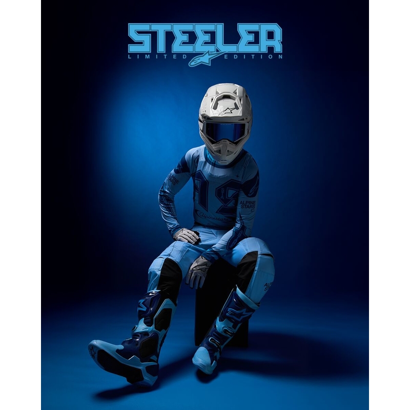 Мотоциклетни ботуши Alpinestars Tech 10 Limited Edition Steelers, синьо-светло сини