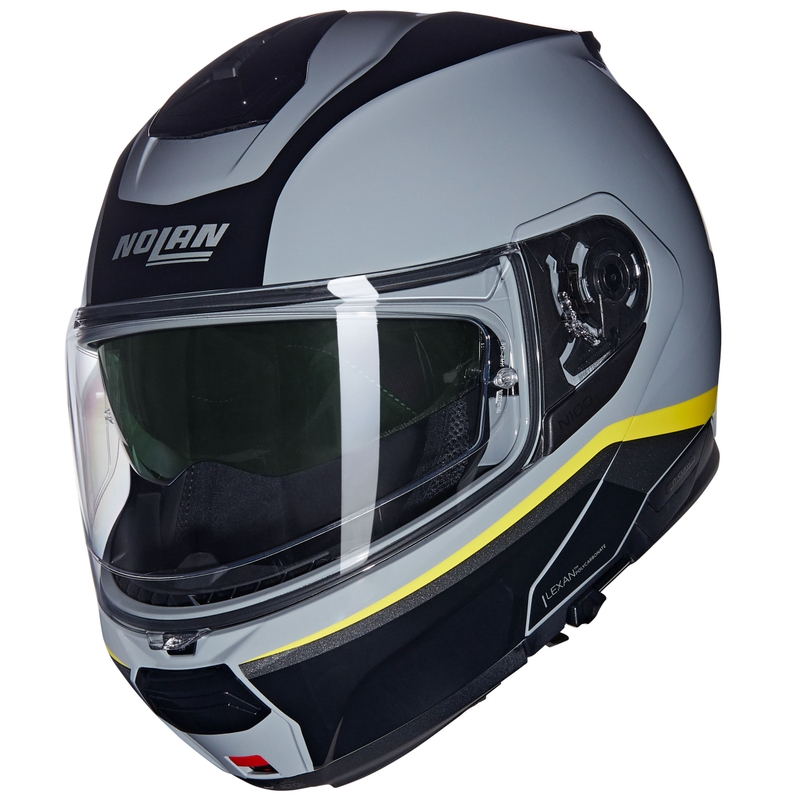 Мото каска Nolan N100-6 Incognito N-COM 346, сиво-черно-жълта