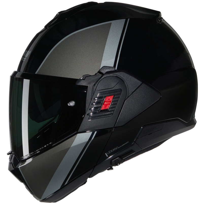 Мото каска Nolan N120-1 Verniciatura Speciale N-COM 341, с отваряща се врата, черно-сива