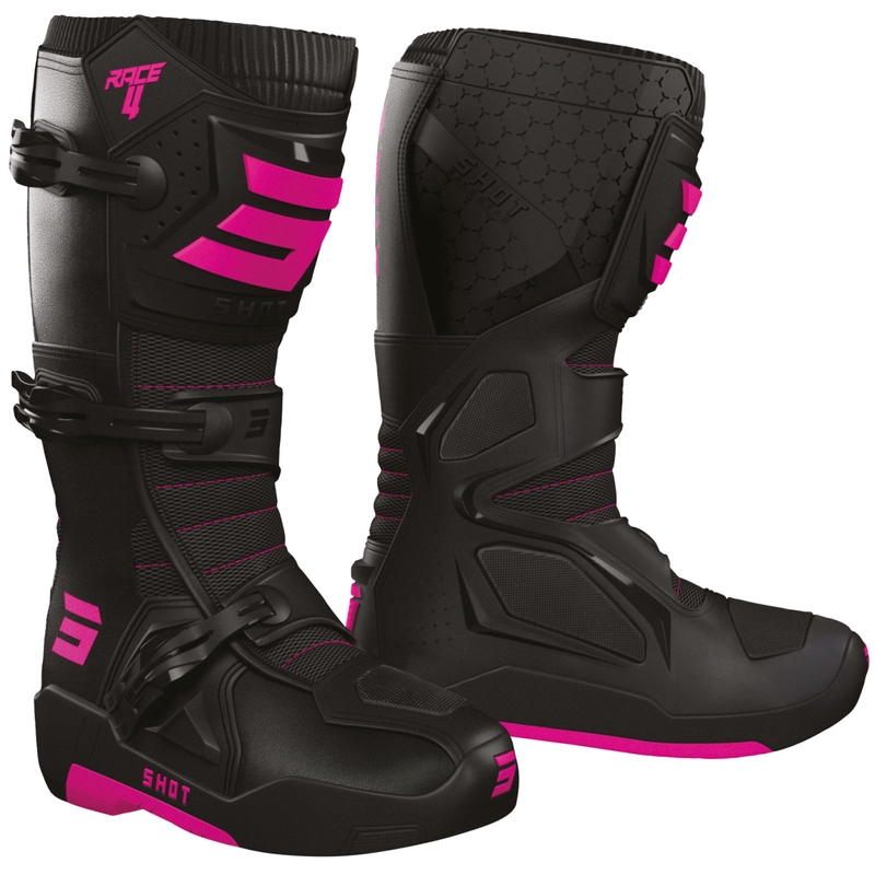 Shot Race 4 Black-Fluo Pink Мотоциклетни ботуши