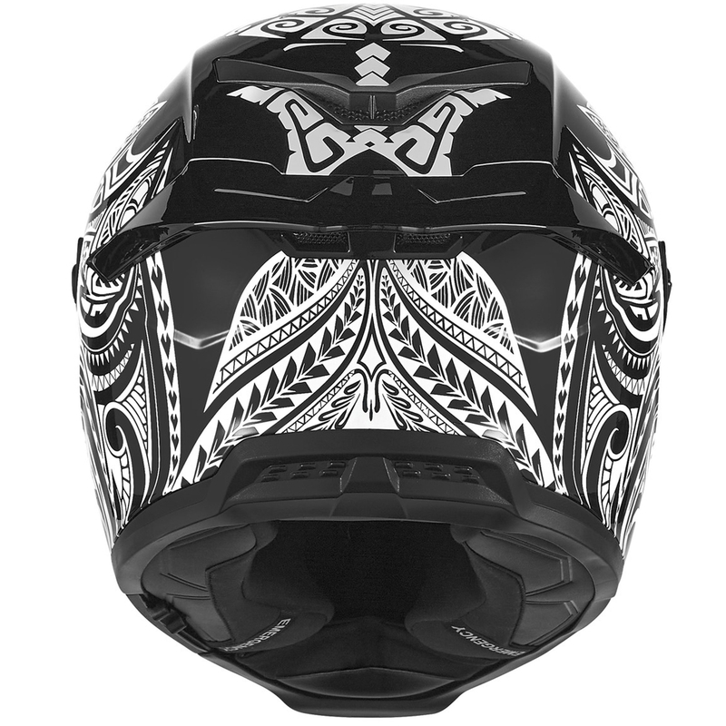 NOX Exlusiv Goliath Maori каска за мотоциклет с пълно лице, черно-бяла