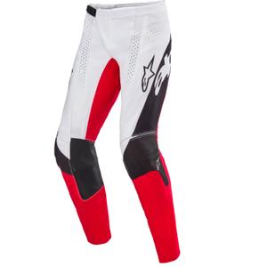Мотокрос панталони Alpinestars Techstar, лимитирана серия, тъмно черно-бяло-флуоресцентно червено-оранжево