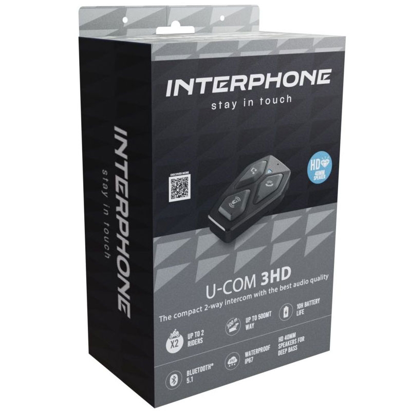 Bluetooth слушалки за затворени и отворени каски Interphone U-COM3 с HD високоговорители