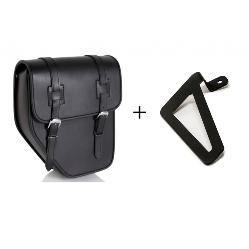 Kožená sedlová brašna CUSTOMACCES IBIZA černý right, with side metal base + universal support