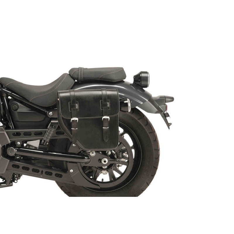 Kožená sedlová brašna CUSTOMACCES IBIZA černý right, with side metal base + universal support